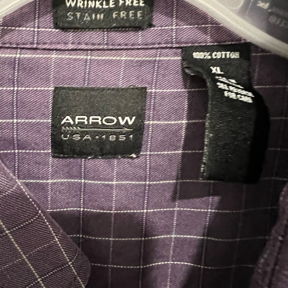 GUC ARROW size xl purple long sleeve button up dress shirt - Picture 2 of 3